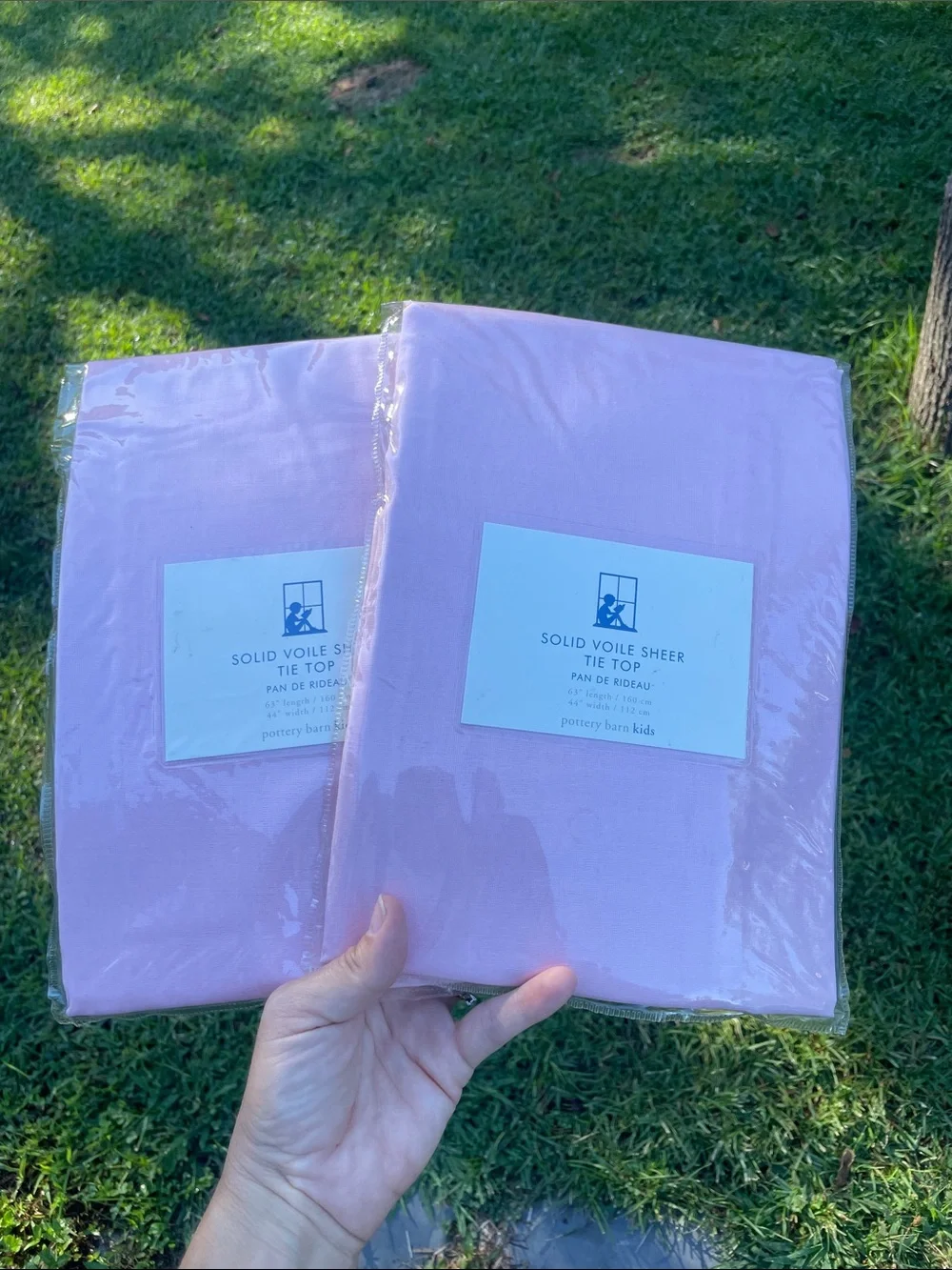 Pottery Barn Kids Solid Voile Sheer Tie Top Panel - Light Pink
